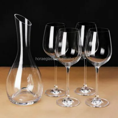 Europe Style Crystal Glass Wine Decanter Lead Free Wine Decanter Set With 4 Crystal Goblets