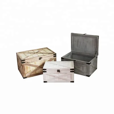 Countryside Wooden  Jewelry  Storage Chest Box  Decorative Wooden  Treasure  Box  For  Sundries Storage