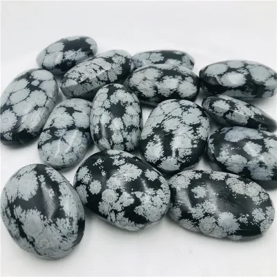 Wholesale High-quality Natural Healing Crystals Polished Snowflake Obsidian Palm Stone