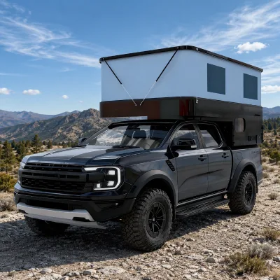 For Best Seller Modern Expandable Pop up Truck Camper Slide on Pickup with Electric Awning Kitchen Cabinet for Road Trips