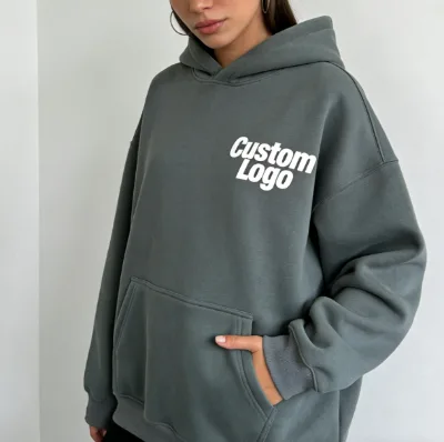 2026 Solid Color Custom logo Print Neutral Versatile American Formal Hoodie