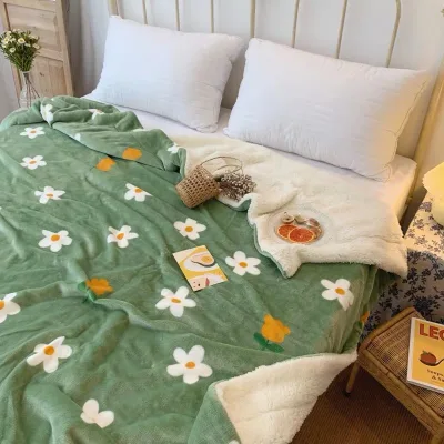 Factory Custom Soft Thick Winter Flannel Lamb Hair Sherpa Adult Minky Blanket