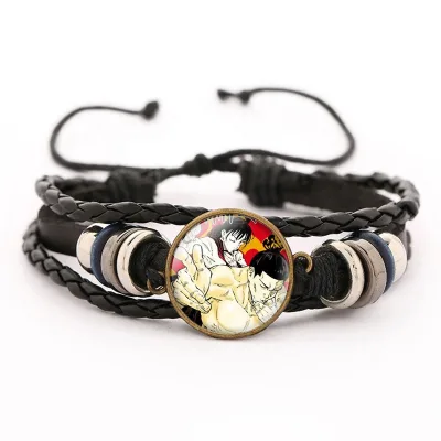 23 Styles Anime Jujutsu Kaisen Anime Bracelet Leather Bracelets Cute Men Women Glass Metal Beaded Weave Bangle
