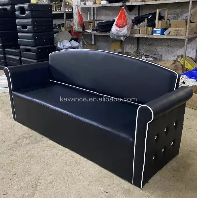 Beauty Salon Furniture Cheap Modern Style 3 Seats Black Sofas De Salon for Sale