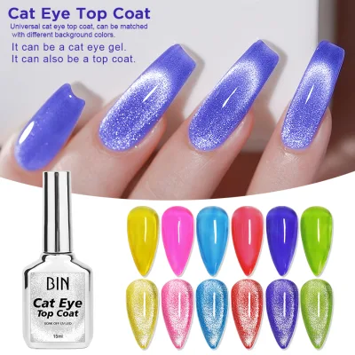 BIN New Arrival 15ml Cat Eye Shinny Cat Eye Top Coat Cat Eye Gel with Sliver Jar