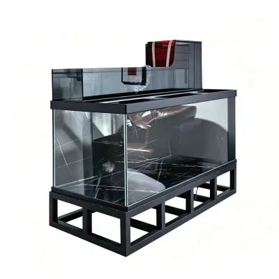 Aquarium Fish Tank Koi Square Floor Standing Three Layer Integrated Side Top Filters Ultra White No Water Change Living Room