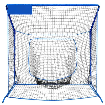 Professional 7x7FT Baseball Practice Cage with Metal Frame for Batting Pitching Fielding, Baseball Net