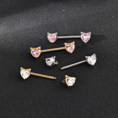 Lover Series Breast Nipple Ring Cz Stainless Steel Love Demon Girl Nipple Piercing Jewelry