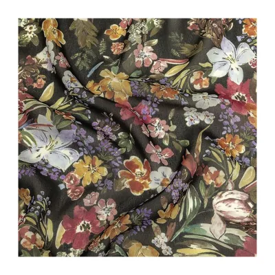 100% Viscose Digital Printed Flower Design Chiffon Fabric Plain Georgette for Dresses and Skirts