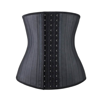 100% Leather 25 Steel Bones Latex 3 Layers Hooks Adjustable Latex Waist Trainer Corset