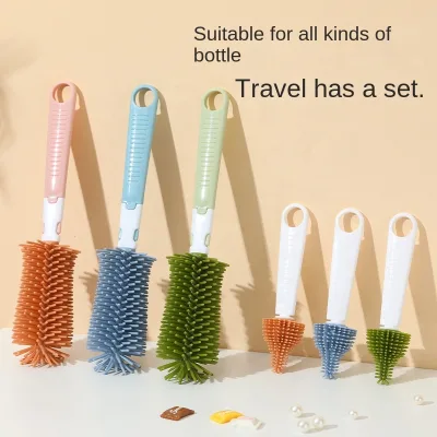 Silicone Baby Bottle Brush Set Portable Nipple Straw Cleaning Brushes Kit for Newborn Baby Feeding Bottle Washing