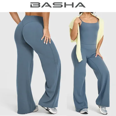 Wholesale OEM NYLON/SPANDEX Gym Workout Activewear XS-XL Loose High Waist Yoga Leggings Straight Leg Sports Pants for Women