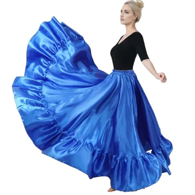 Women's Satin Swing Long Dress, Large Swing Party Dress, for Parties, Cosplay, and Belly Dance Performance Costumes