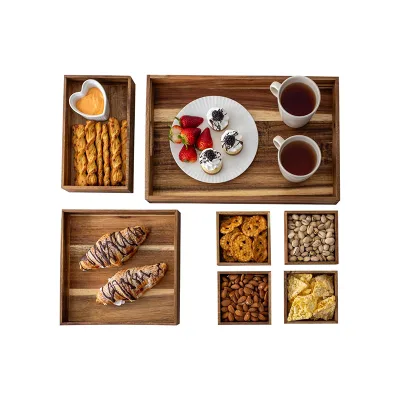 Wholesale Customizable Embeddable Wood Serving Trays Wood Trays for Food Trays