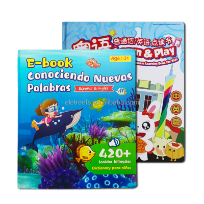 Kids Language Learning Sound Game Book Bilingual English Spanish Electronic Book for Children With Translating Pen