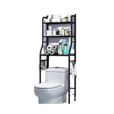 Wholesale Metal No-Punch Toilet Floor Rack for Bathrooms Restroom Wash Machine Storage Shelf