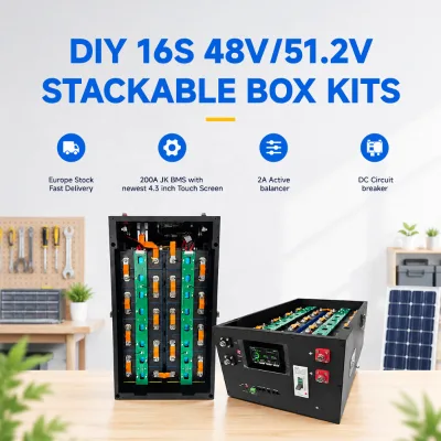 With JK-PB2A16S20P BMS 2A Active Balancer 4.3 Inch LCD Screen DIY 48V 51.2V 280Ah 314Ah Lifepo4 Lithium Ion Battery Box Case Kit
