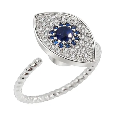 925 Sterling Silver Adjustable Spinner Fidget Rings  Women's Devil-Eye Fidget Ring Anxiety Spinner Ring with Zircon