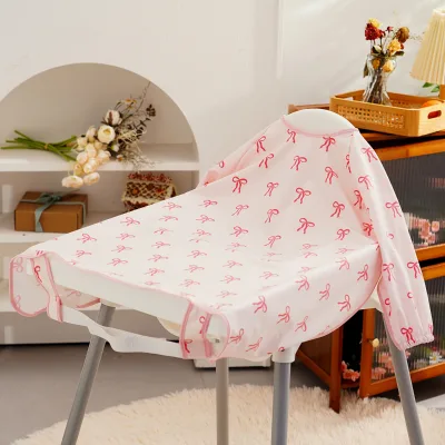 Custom Waterproof Polyester High Chair Cover Bib Cute Cartoon Print Long Sleeve Toddler Anti-dirty Aprons Baby Feeding Smock