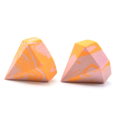 JLY Diamond Shaped Makeup Sponge Multi-faceted Design Customizable Colors Wet Dry Dual Use Cosmetic Sponge