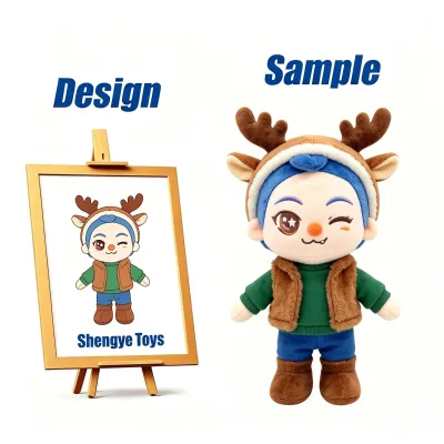 Shengye Reliable Manufacturer Custom High Quality Christmas Reindeer Character Plush Figure Toy for Store Christmas Gift