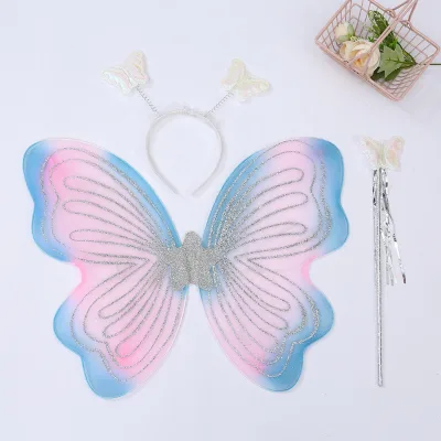 Girls Party Cosplay Rainbow Butterfly Headband Wings for Kids