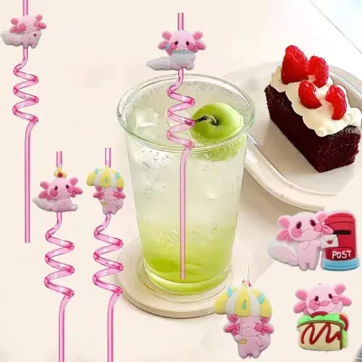 New PET Material Salamander-Shaped Reusable Spiral Design Straws-Party Supplies for Class Reunions Everyday Use Factory Direct