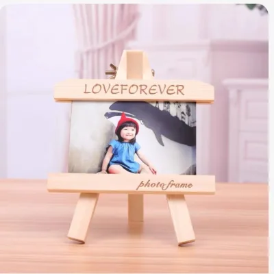Handmade Solid Wood Desktop Photo Frame & Painting Board Multi-Size for Children Wooden Wedding Photo Frame with Triangle Stand