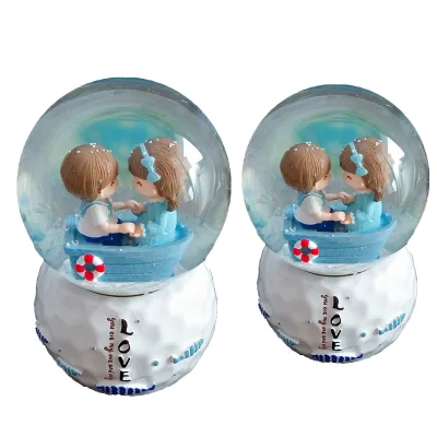Custom Music Snow Globe Polyresin Snowball Water Globe Cartoon Style Fairy Theme for Home Decoration