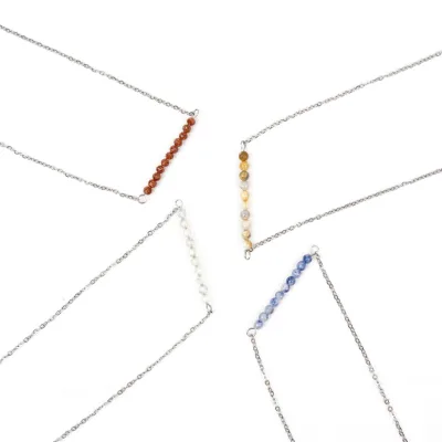 Hot Selling Fashion Trend Kindfull Mini Faceted Crystal Healing Crazy Agate Beaded Necklace for Women