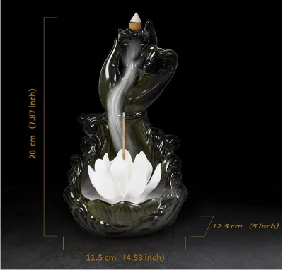 Backflow Incense Holder Incense Waterfall Burner with 100 Incense Cones + 30 Sticks