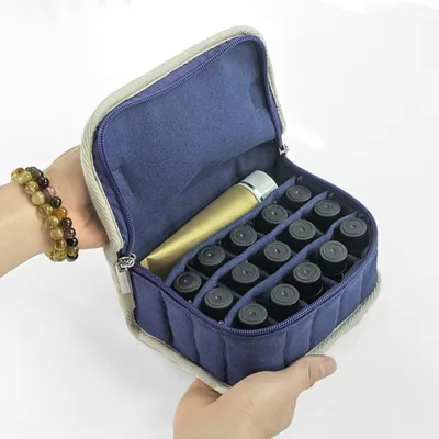 Portable Essential Oil Storage Bag Waterproof Shockproof Multi - Grid Organizer Case for 5 - 15ml Bottles Cosmetic Storage Pouch