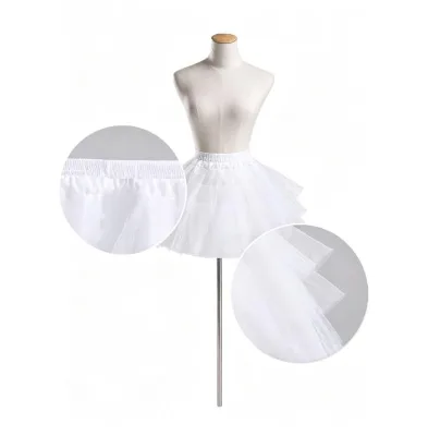 New Girls Crinoline Petticoat with Hoop Under Skirt Short White Underskirt A-line Ball Gown Petticoats