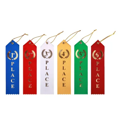 Custom Award Ribbon 5cm Gold Foil Hot Stamping Medal Sash Wavy Cut Sports Competition Prize Ribbon with Logo Printing