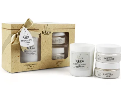 Private Label Salt Scrub Natural Vegan Bath Salt Scented Candle Luxury Skin Care Relaxing Bath Spa Gift Set for Home