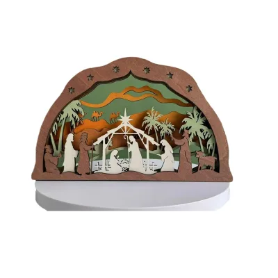 Christmas Wooden Handicraft Wooden Carved Jesus Figurine Creative Home Desktop Festival Decorations