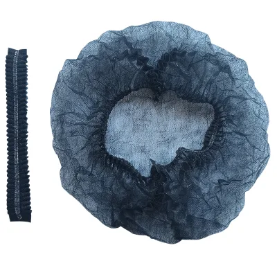 Black Non Woven Double Single Elastic Medical Disposable Bouffant Cap Mob Cap Charlotte Cap
