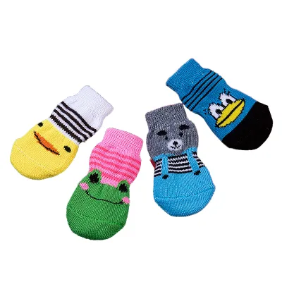 JOYSING Small Dog Indoor Pet Shoes in Teddy Bear Print Warm Socks Covers for Pets