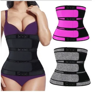Adjustable Abdomen Slimming Sweat Band Trimmer Wrap Bandage Corset Body Shaper Three Belt Waist Trainer