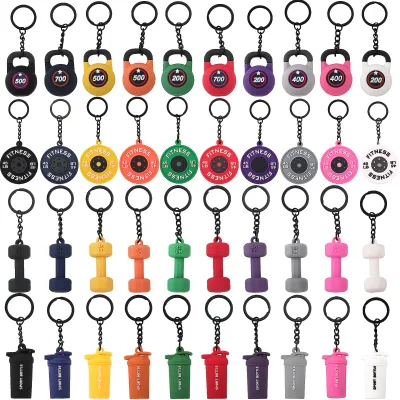 Barbell Kettlebell Water Bottle Sports Style Pendant High-Value DIY PVC Fitness Enthusiast Dumbbell Keychain
