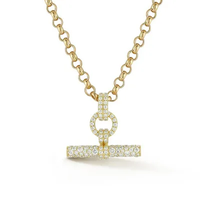 Gemnel Custom Fine Brass Jewelry Wholesale Bulk Price Gold Plated FORME Pave Diamond Toggle Necklace