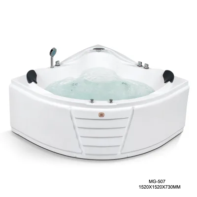 Waterfall Surfing Acrylic Triangle Bathtub with Air Massage and Whirlpool Modern White Design