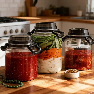 Food-Grade Plastic Pickling Jar Storage Box with Sealing Lids for Kitchen Use Waterproof & Large Capacity