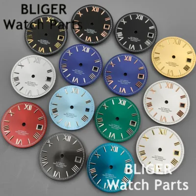 29MM Steel Roman Numerals DJ Sky Blue Gold Grey Sunburst Dial Fit NH35/NH36 DG2813 PT5000 Automatic Men's Watch Parts