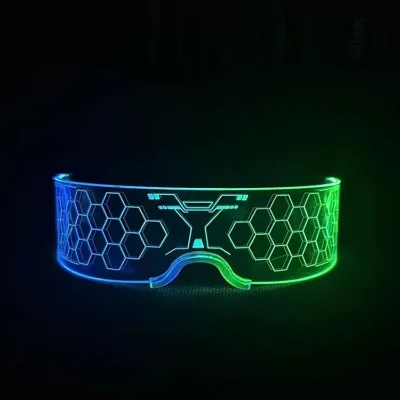 New LED Luminous One-Piece Sunglasses for Men Science Fiction Cyberpunk Style for Bar Disco Women's Graduation Thanksgiving