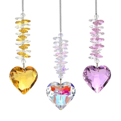 Wholesale Crystal Sun Catcher Pendant Love Crystal Prism Window Wind Chime for Living Room Garden Outdoor Decorations