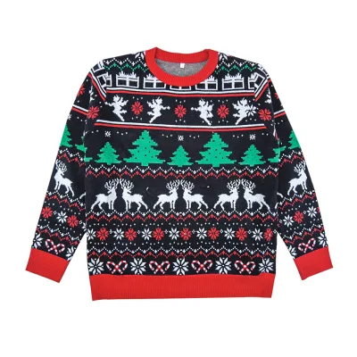 Custom Fashion Christmas Sweaters Knitted Cotton Sweater Ugly Sweater Christmas Knit Pullover Jumper With Led Light