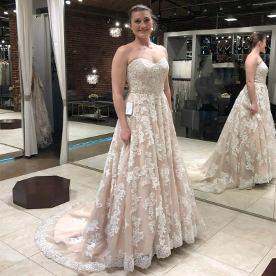 Lace Sweetheart Dress for Women Wedding Party New 2023 Ball Gown Wedding Dress Romantic Wedding Dress with Floral Allover Lace