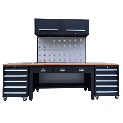 Detall Heavy DutyTable Heavy Duty Beech Wood Work Table 50mm Thick Top Adjustable Feet with Tool Drawer