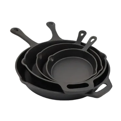 Best 20 cm Large Non-Stick Cast Iron Skillet Durable Metal Frying Pan Set with Modern Design on Sale